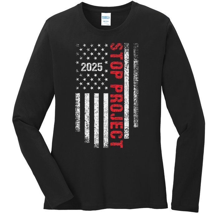 Stop Project 2025 Look It Up Bold Design Ladies Long Sleeve Shirt