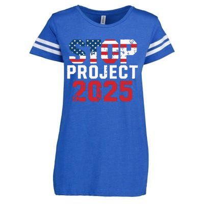 Stop Project 2025 Anti Trump Political Statement Enza Ladies Jersey Football T-Shirt