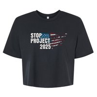 Stop Project 2025 Anti Trump American Flag Bella+Canvas Jersey Crop Tee