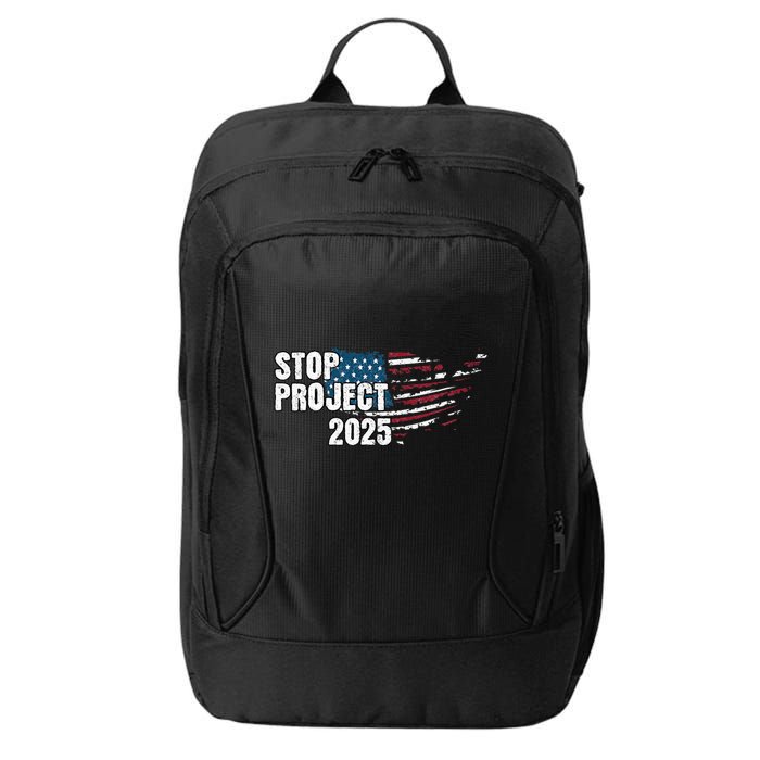 Stop Project 2025 Anti Trump American Flag City Backpack