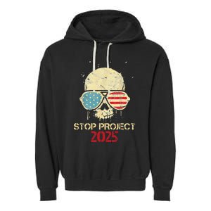 Stop Project 2025 Skull American Us Flag Garment-Dyed Fleece Hoodie