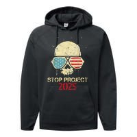 Stop Project 2025 Skull American Us Flag Performance Fleece Hoodie