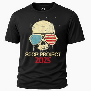 Stop Project 2025 Skull American Us Flag Cooling Performance Crew T-Shirt