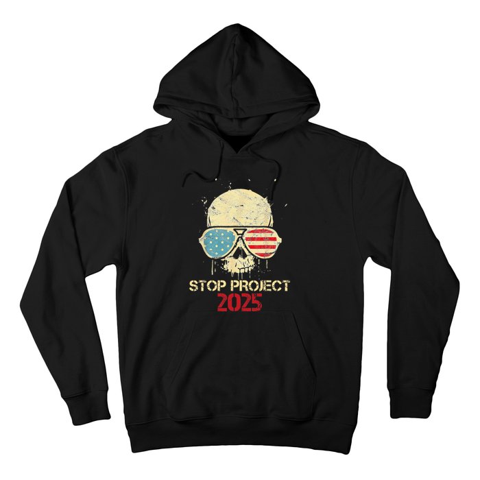 Stop Project 2025 Skull American Us Flag Hoodie