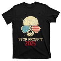 Stop Project 2025 Skull American Us Flag T-Shirt