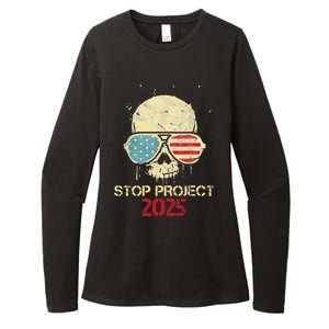 Stop Project 2025 Skull American Us Flag Womens CVC Long Sleeve Shirt