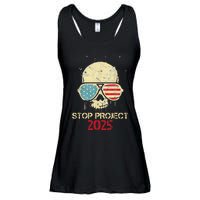 Stop Project 2025 Skull American Us Flag Ladies Essential Flowy Tank