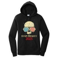 Stop Project 2025 Skull American Us Flag Women's Pullover Hoodie