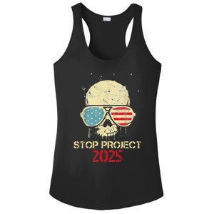 Stop Project 2025 Skull American Us Flag Ladies PosiCharge Competitor Racerback Tank