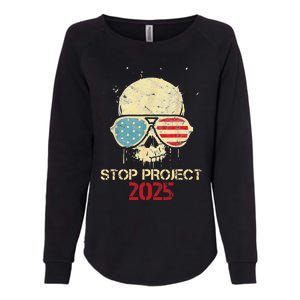 Stop Project 2025 Skull American Us Flag Womens California Wash Sweatshirt