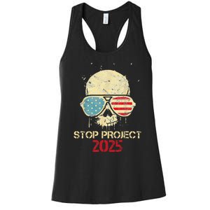 Stop Project 2025 Skull American Us Flag Women's Racerback Tank