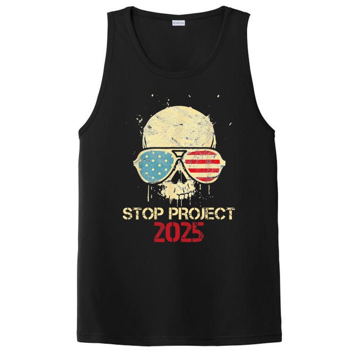 Stop Project 2025 Skull American Us Flag PosiCharge Competitor Tank