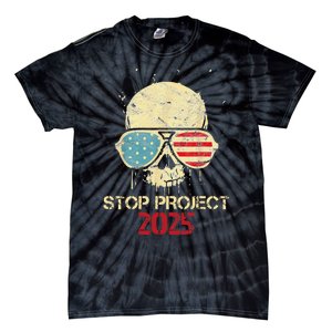 Stop Project 2025 Skull American Us Flag Tie-Dye T-Shirt