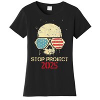 Stop Project 2025 Skull American Us Flag Women's T-Shirt