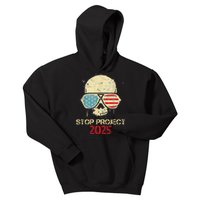 Stop Project 2025 Skull American Us Flag Kids Hoodie