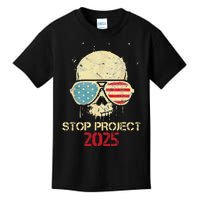 Stop Project 2025 Skull American Us Flag Kids T-Shirt