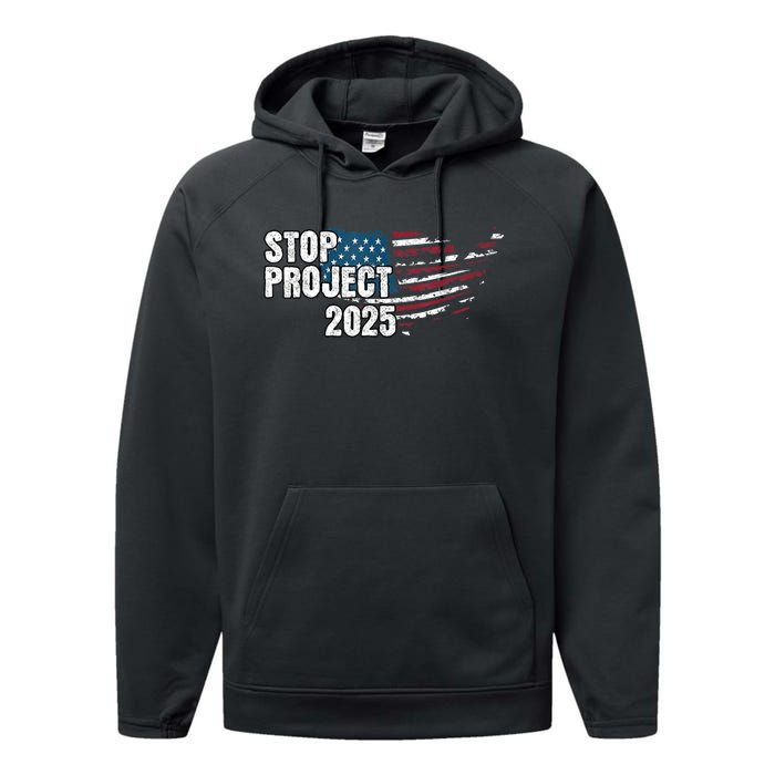 Stop Project 2025 Anti Trump Performance Fleece Hoodie