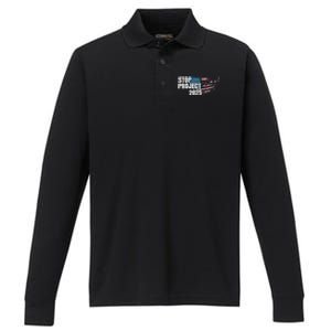 Stop Project 2025 Anti Trump Performance Long Sleeve Polo