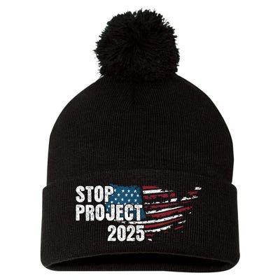 Stop Project 2025 Anti Trump Pom Pom 12in Knit Beanie