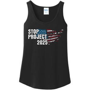 Stop Project 2025 Anti Trump American Flag Ladies Essential Tank