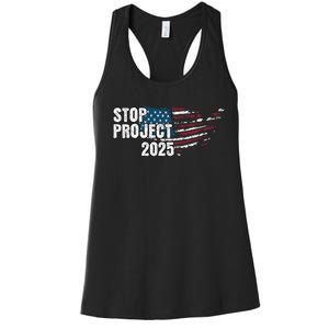 Stop Project 2025 Anti Trump American Flag Women's Racerback Tank