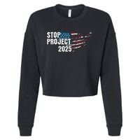 Stop Project 2025 Anti Trump American Flag Cropped Pullover Crew