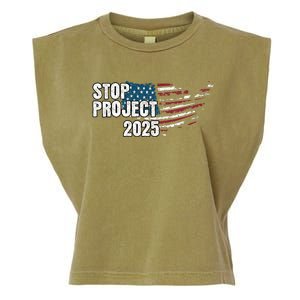 Stop Project 2025 Anti Trump American Flag Garment-Dyed Women's Muscle Tee