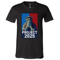 Stop Project 2025 Weeping Statue Of Liberty Protest V-Neck T-Shirt