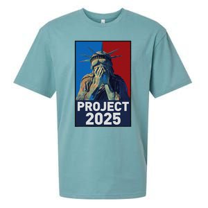 Stop Project 2025 Weeping Statue Of Liberty Protest Sueded Cloud Jersey T-Shirt