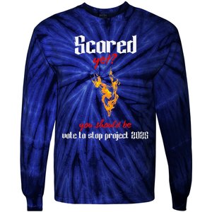 Stop Project 2025 Fight Facism Vote To Save Democracy Tie-Dye Long Sleeve Shirt