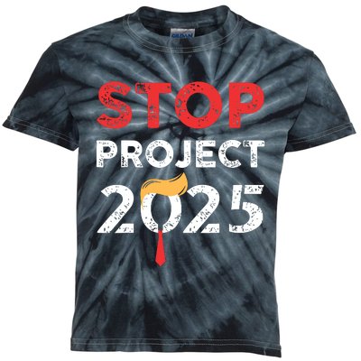 Stop Project 2025 Trumps Project Anti Trump Kids Tie-Dye T-Shirt