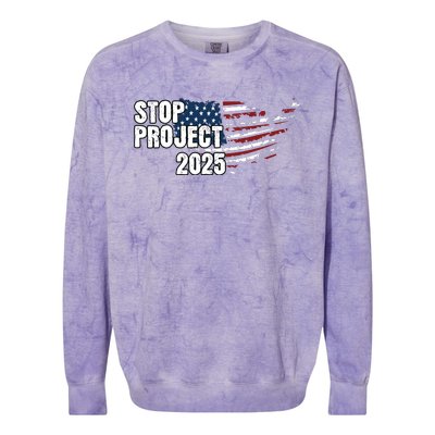 Stop Project 2025 American Flag Colorblast Crewneck Sweatshirt