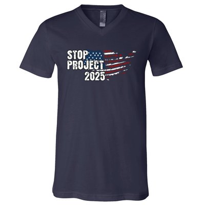 Stop Project 2025 American Flag V-Neck T-Shirt