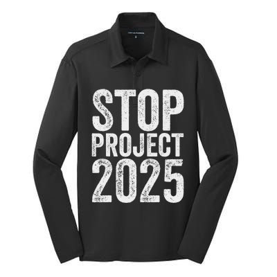 Stop Project 2025 Anti Trump Bold Design Silk Touch Performance Long Sleeve Polo