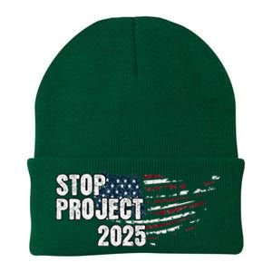 Stop Project 2025 Anti Trump Flag Knit Cap Winter Beanie