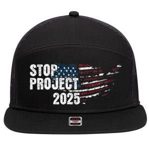 Stop Project 2025 Anti Trump Flag 7 Panel Mesh Trucker Snapback Hat