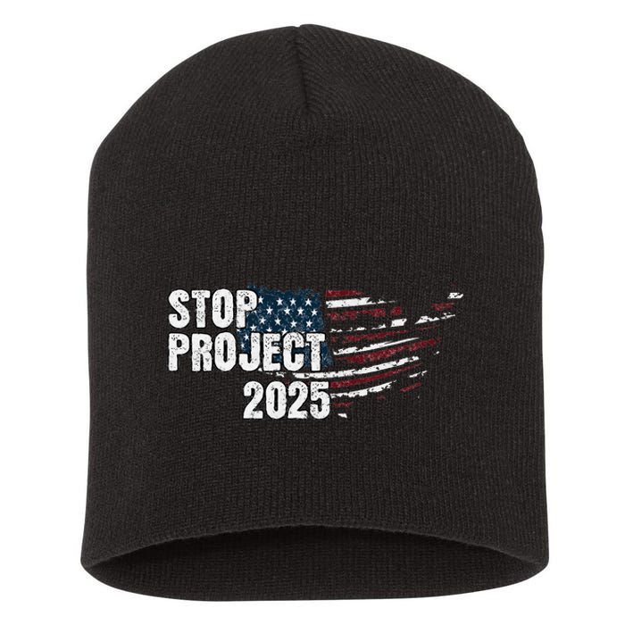 Stop Project 2025 Anti Trump Flag Short Acrylic Beanie