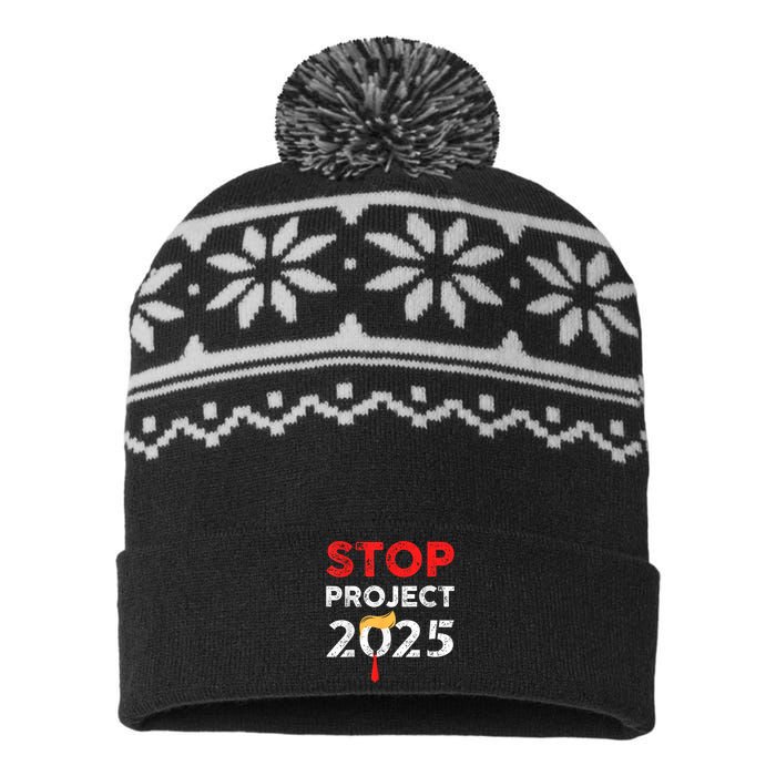 Stop Project 2025 TrumpS Project Anti Trump Funny Gift USA-Made Snowflake Beanie