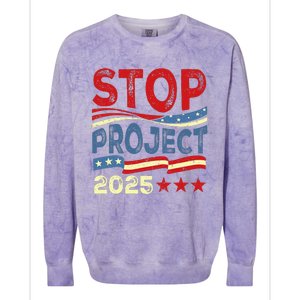 Stop Project 2025 Anti Trump Usa Flag Political Colorblast Crewneck Sweatshirt