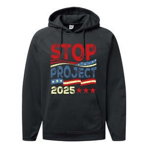 Stop Project 2025 Anti Trump Usa Flag Political Performance Fleece Hoodie