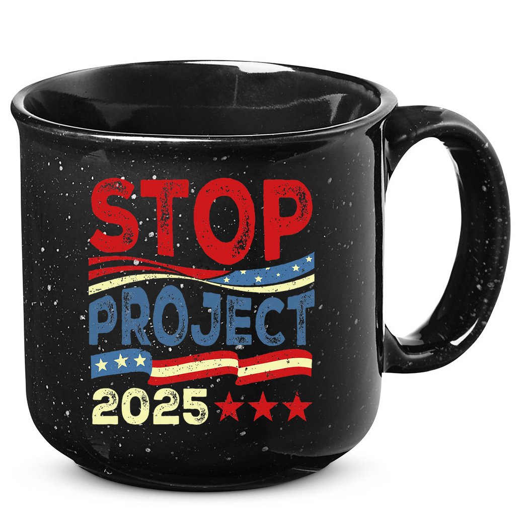 Stop Project 2025 Anti Trump Usa Flag Political 15oz Campfire Ceramic Mug