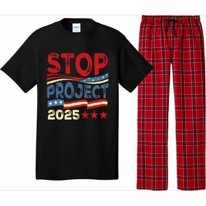 Stop Project 2025 Anti Trump Usa Flag Political Pajama Set