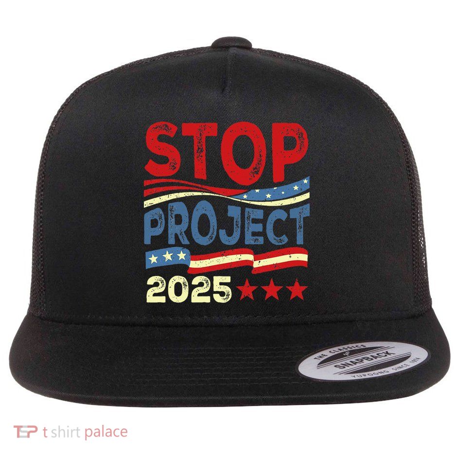 Stop Project 2025 Anti Trump Usa Flag Political Flatbill Hat