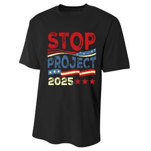 Stop Project 2025 Anti Trump Usa Flag Political Performance Sprint T-Shirt