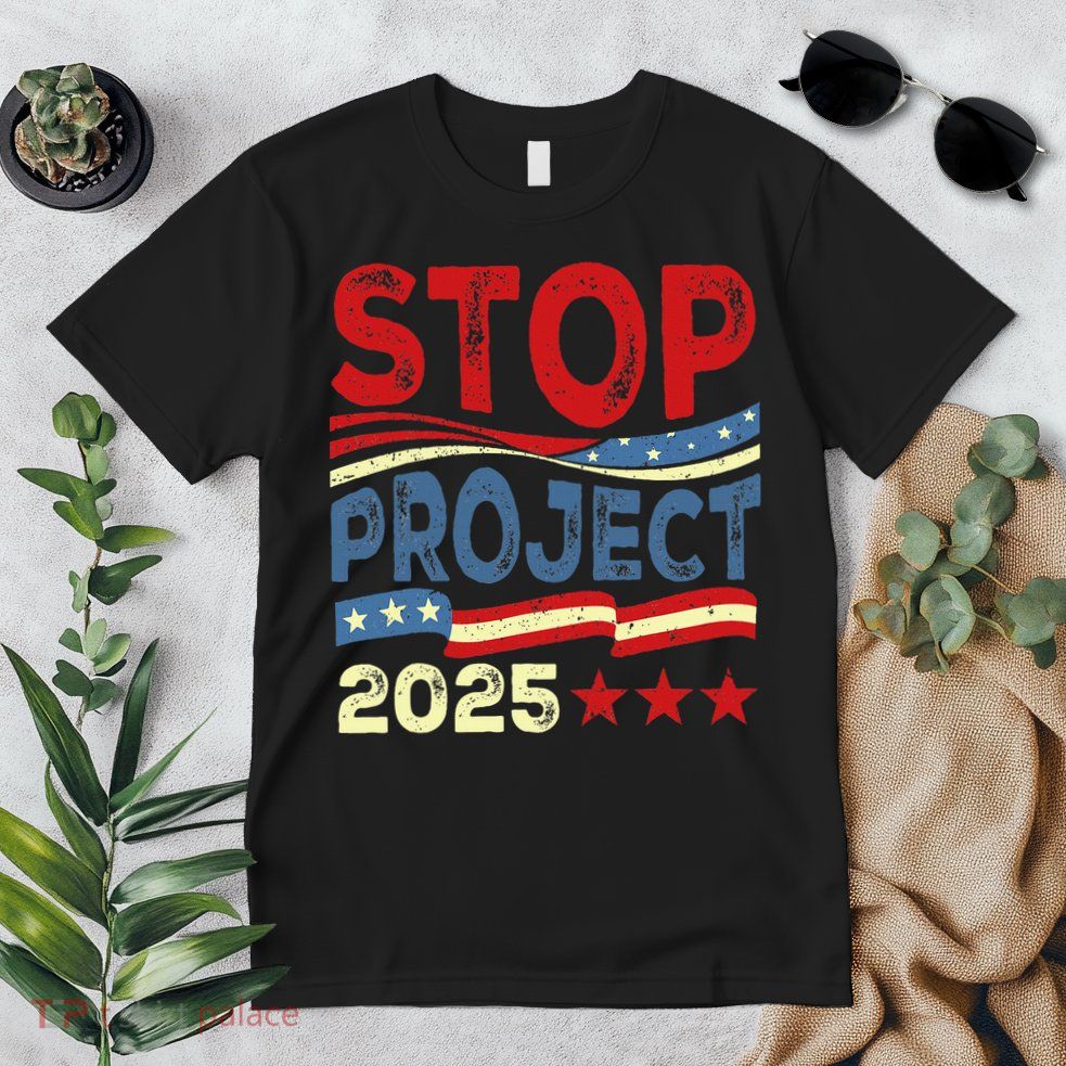 Stop Project 2025 Anti Trump Usa Flag Political Premium T-Shirt