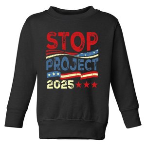 Stop Project 2025 Anti Trump Usa Flag Political Toddler Sweatshirt