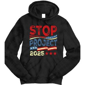 Stop Project 2025 Anti Trump Usa Flag Political Tie Dye Hoodie