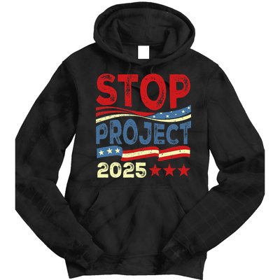 Stop Project 2025 Anti Trump Usa Flag Political Tie Dye Hoodie