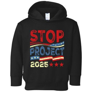 Stop Project 2025 Anti Trump Usa Flag Political Toddler Hoodie