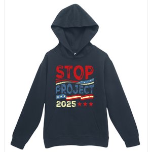 Stop Project 2025 Anti Trump Usa Flag Political Urban Pullover Hoodie